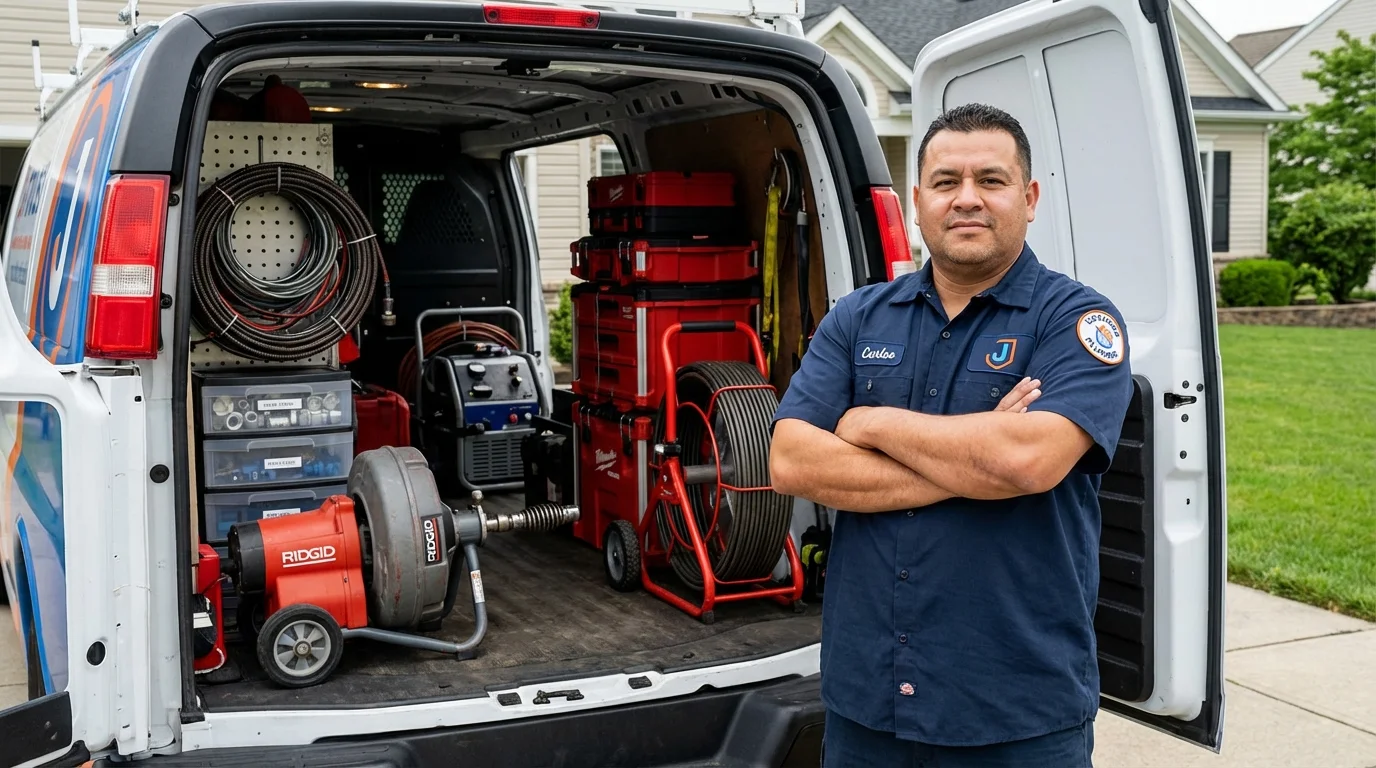 Professional drain cleaning equipment and Johns Plumbing LLC plumber in Rockford